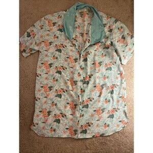 Victoria's Secret Vintage Green Floral Satin Trim Pyjama Nightdress Small